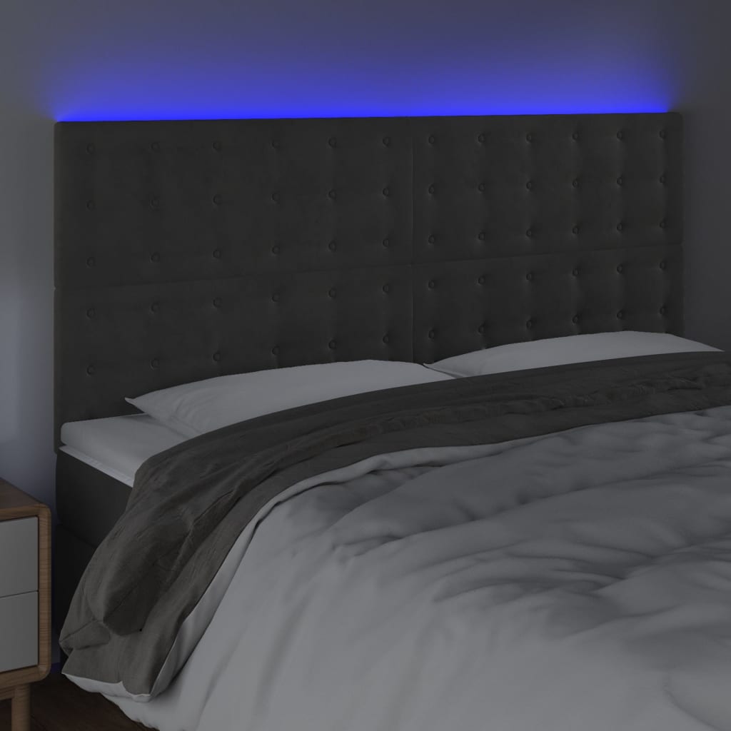 LED uzglavlje tamnosivo 160x5x118/128 cm baršunasto