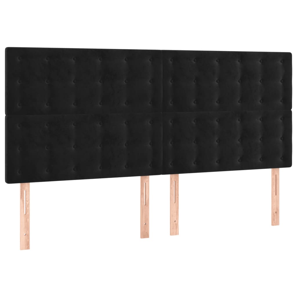 LED uzglavlje crno 160x5x118/128 cm baršunasto