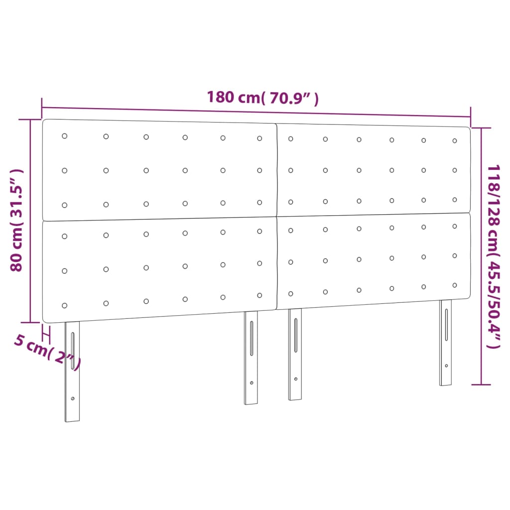LED uzglavlje ružičasto 180x5x118/128 cm baršunasto