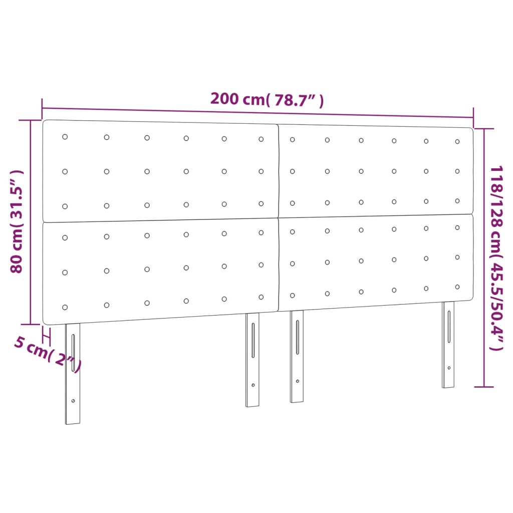LED uzglavlje tamnosivo 200x5x118/128 cm baršunasto