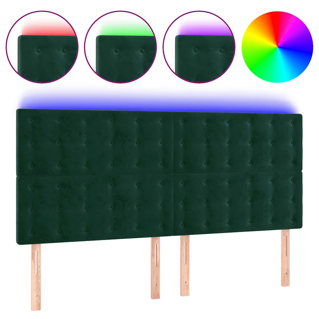 LED uzglavlje tamnozeleno 200x5x118/128 cm baršunasto