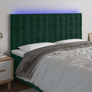 LED uzglavlje tamnozeleno 200x5x118/128 cm baršunasto