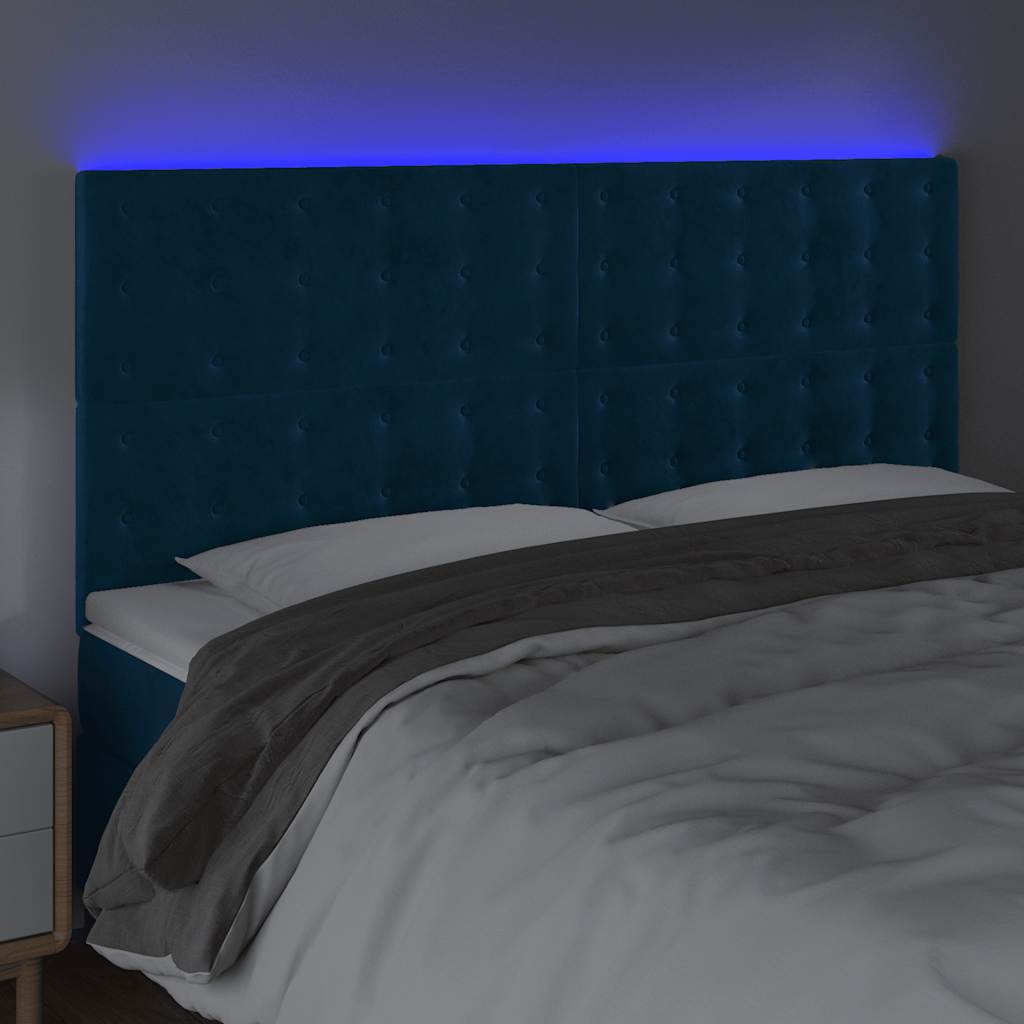 LED uzglavlje tamnoplavo 200x5x118/128 cm od tkanine