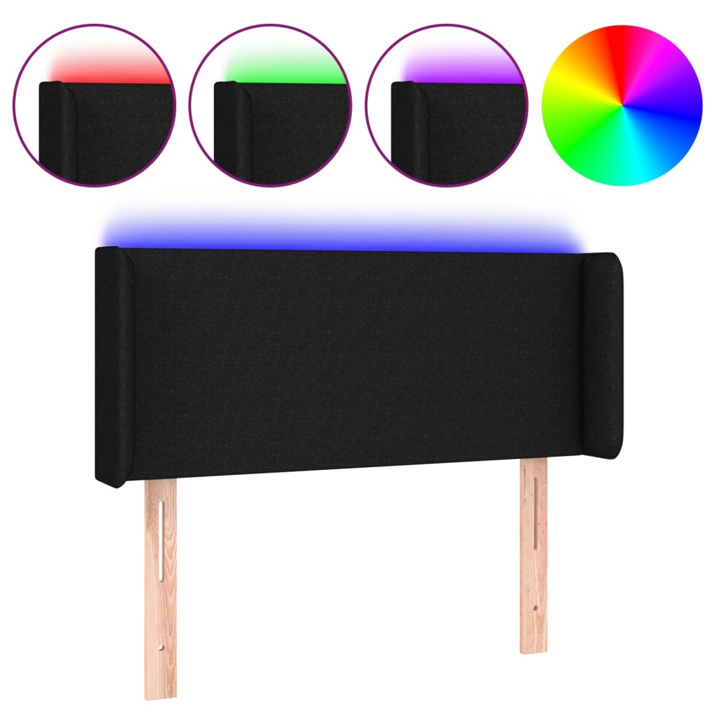 LED uzglavlje crno 93x16x78/88 cm od tkanine