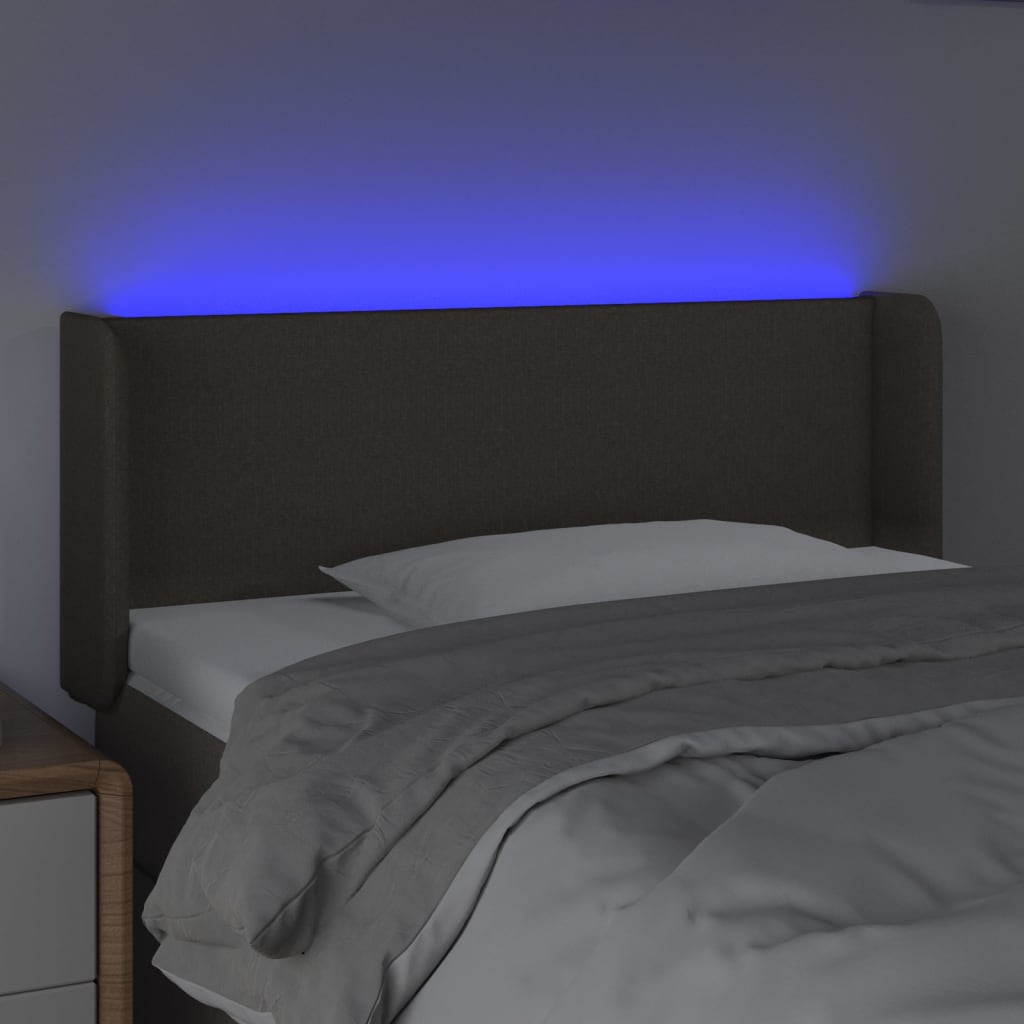 LED uzglavlje smeđesivo 93x16x78/88 cm od tkanine