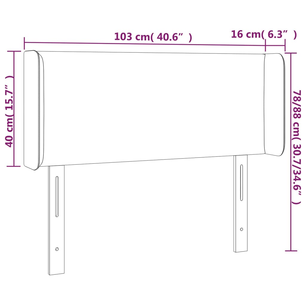 LED uzglavlje smeđesivo 103x16x78/88 cm od tkanine