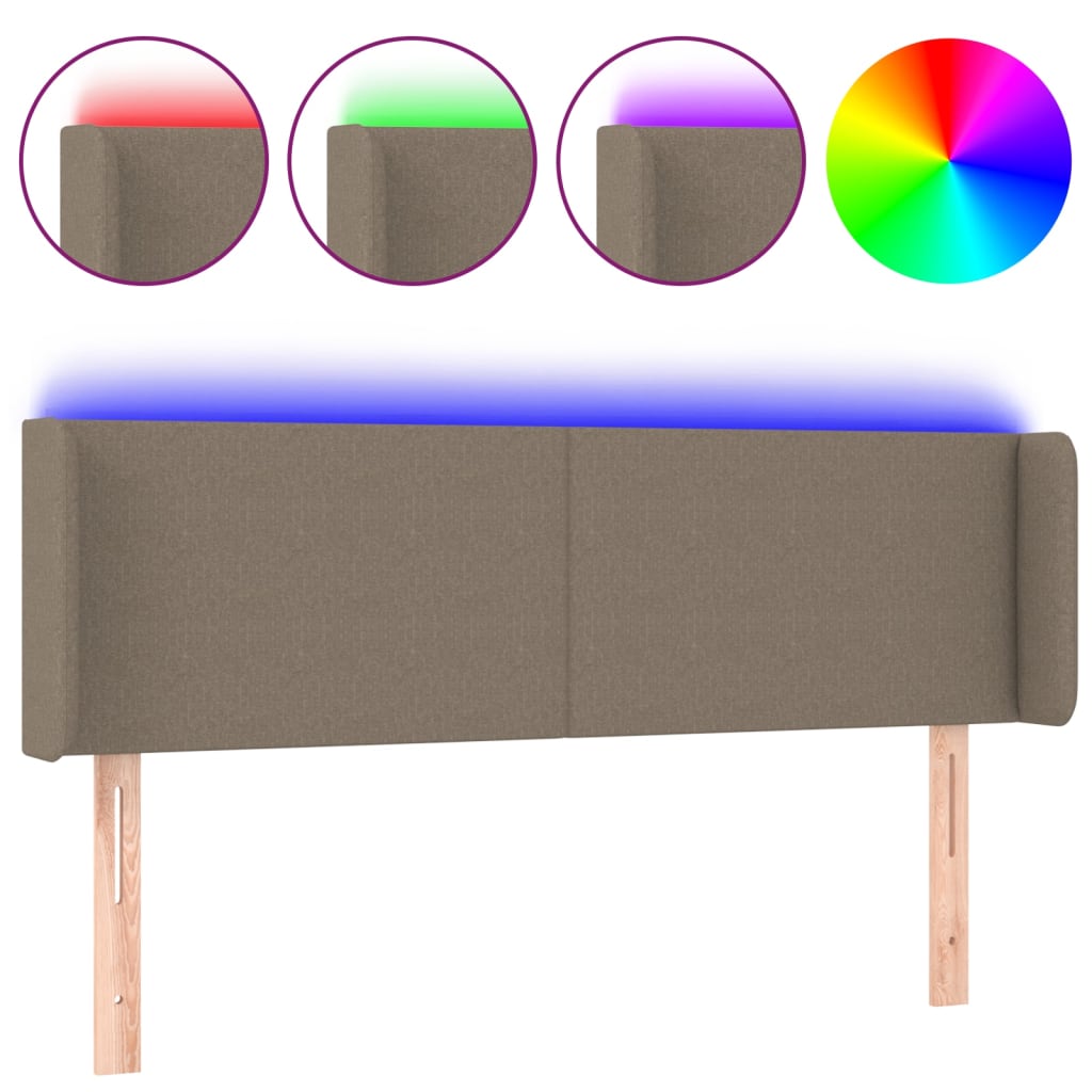 LED uzglavlje smeđesivo 147x16x78/88 cm od tkanine