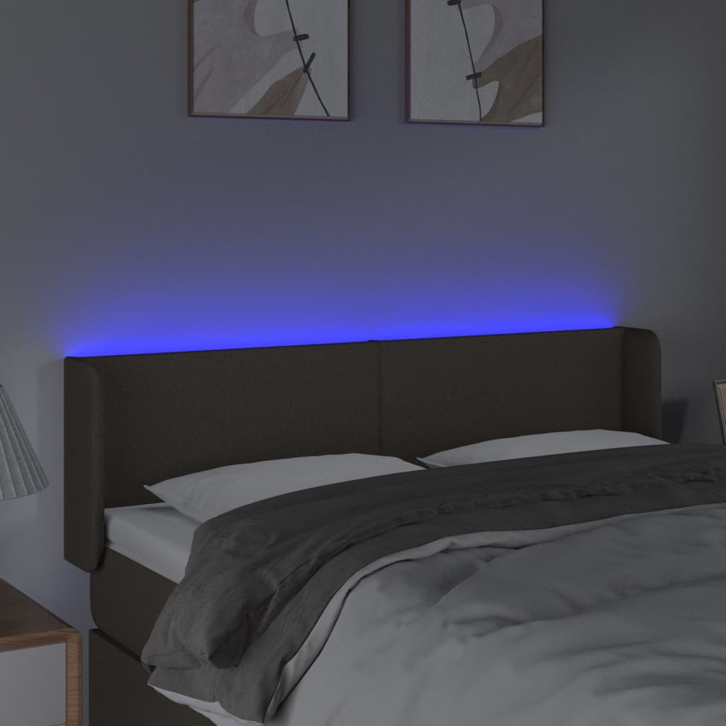 LED uzglavlje smeđesivo 147x16x78/88 cm od tkanine