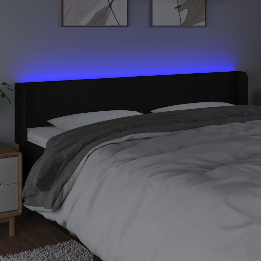 LED uzglavlje crno 163x16x78/88 cm od tkanine
