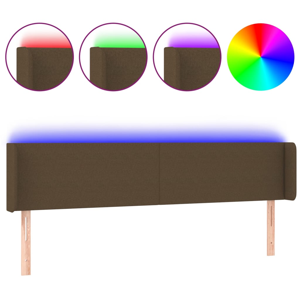 LED Uzglavlje tamnosmeđe 163x16x78/88 cm od tkanine