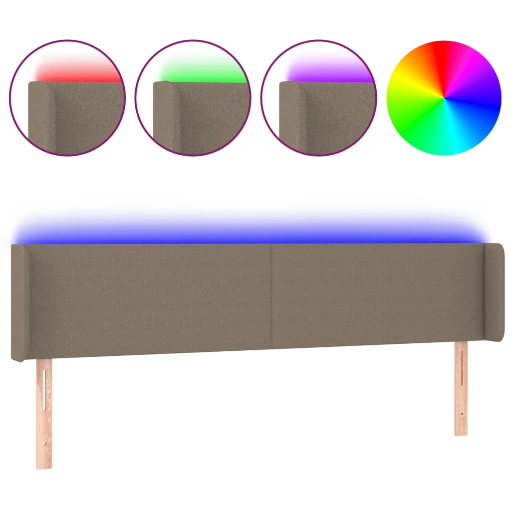 LED uzglavlje smeđesivo 163x16x78/88 cm od tkanine