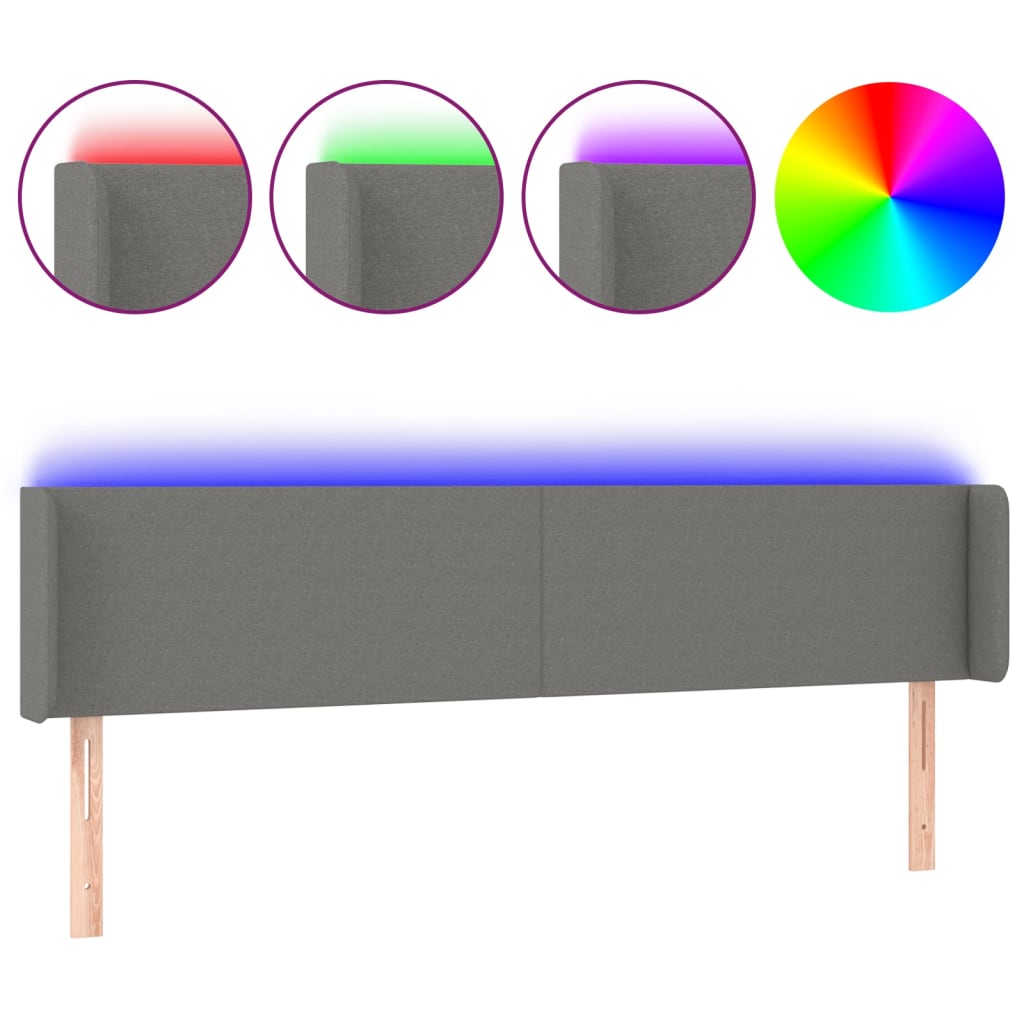 LED uzglavlje tamnosivo 183x16x78/88 cm od tkanine