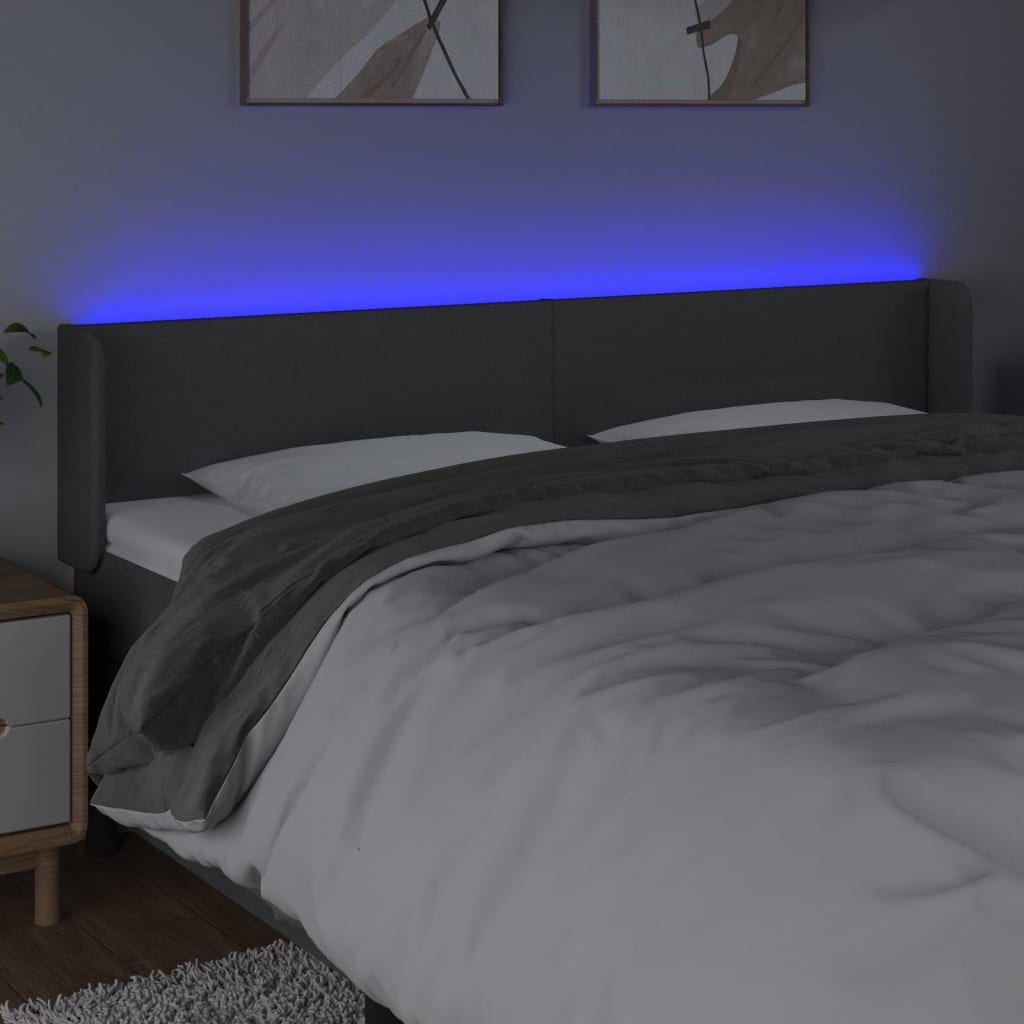 LED uzglavlje tamnosivo 183x16x78/88 cm od tkanine