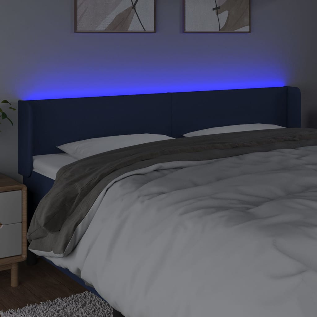 LED uzglavlje plavo 203x16x78/88 cm od tkanine