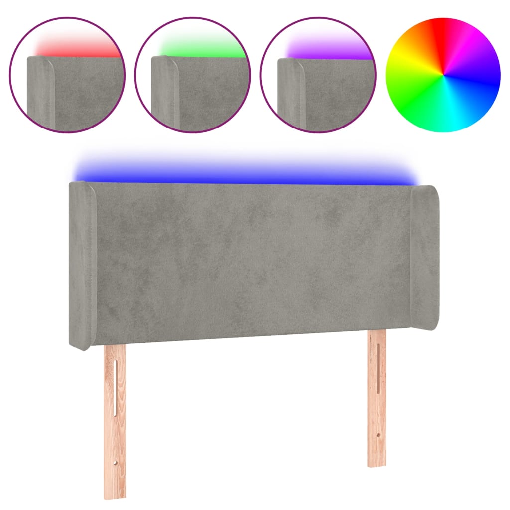 LED uzglavlje svjetlosivo 83x16x78/88 cm baršunasto