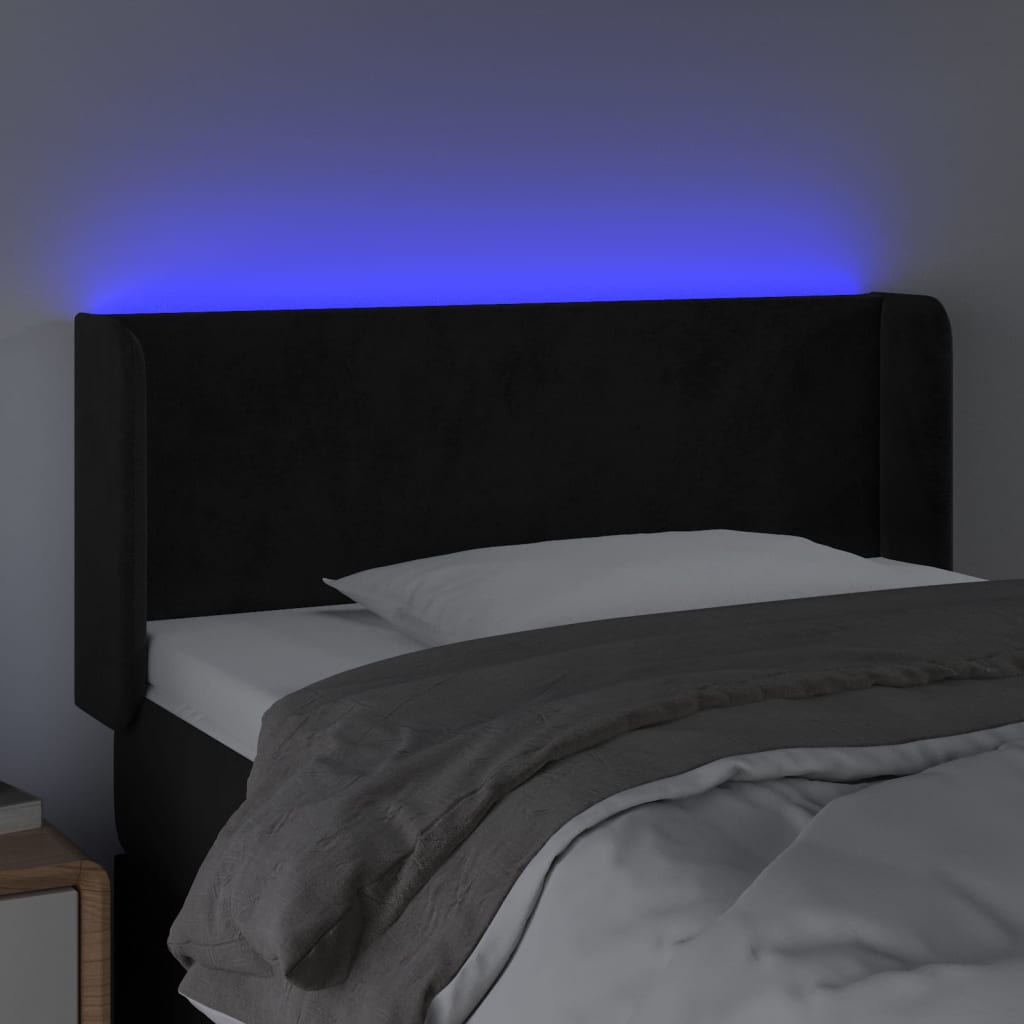 LED uzglavlje crno 83x16x78/88 cm baršunasto