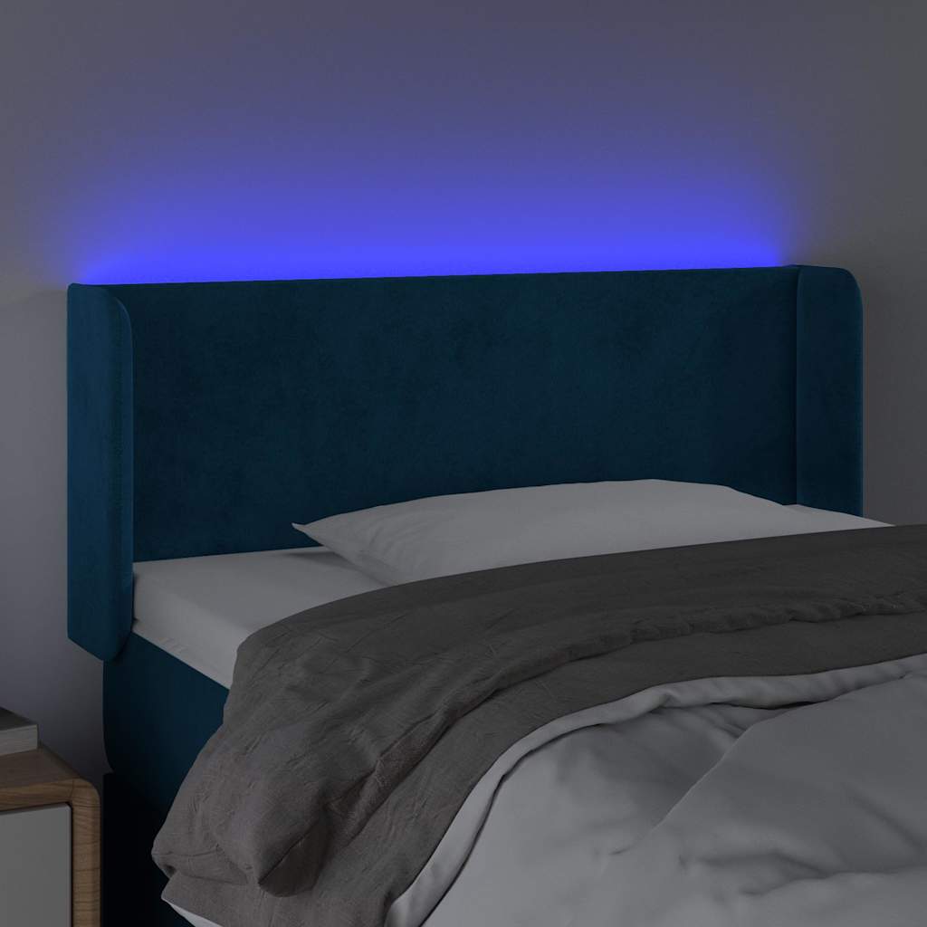 LED uzglavlje tamnoplavo 103x16x78/88 cm baršunasto