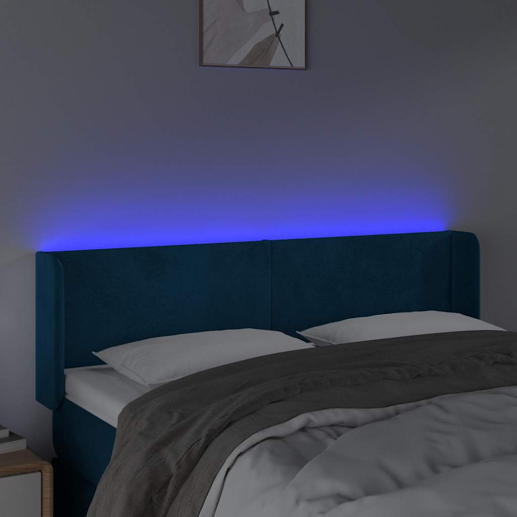 LED uzglavlje tamnoplavo 147x16x78/88 cm baršunasto