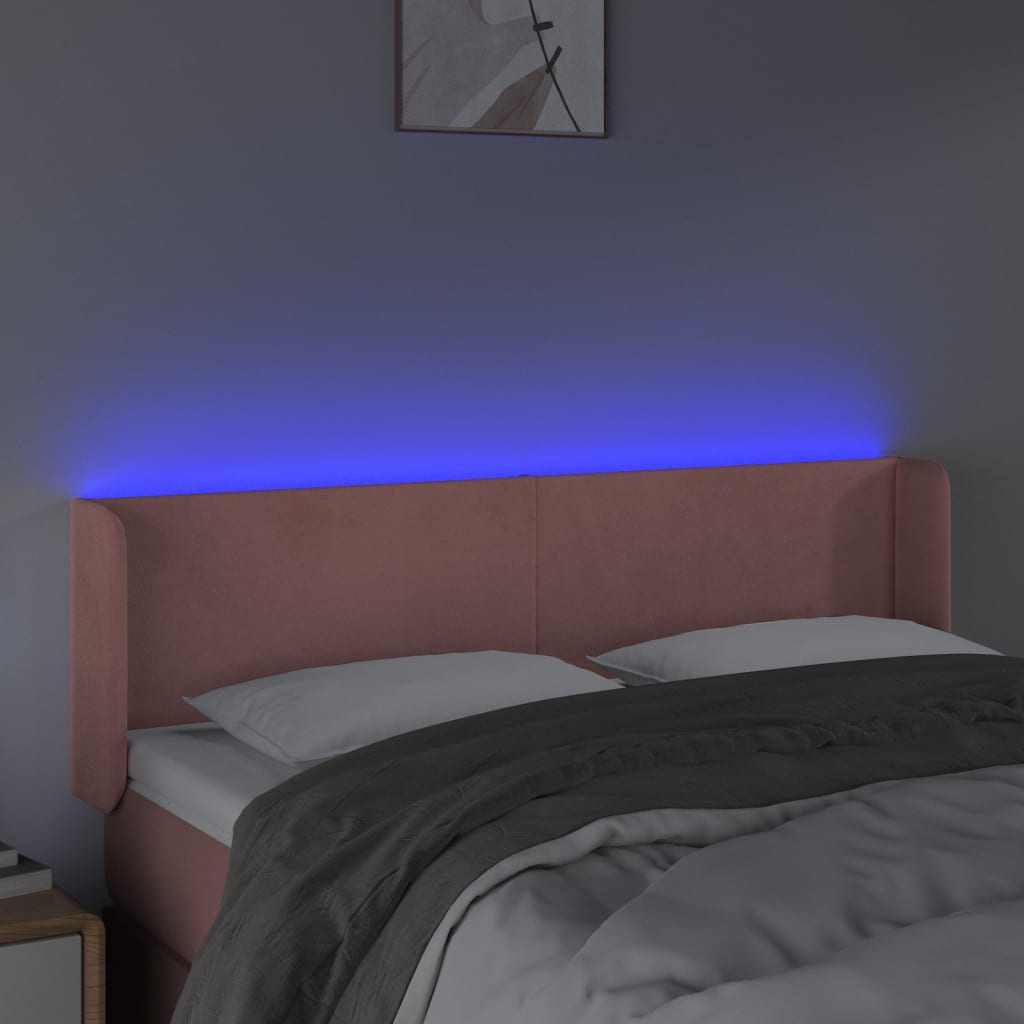 LED uzglavlje ružičasto 147x16x78/88 cm baršunasto