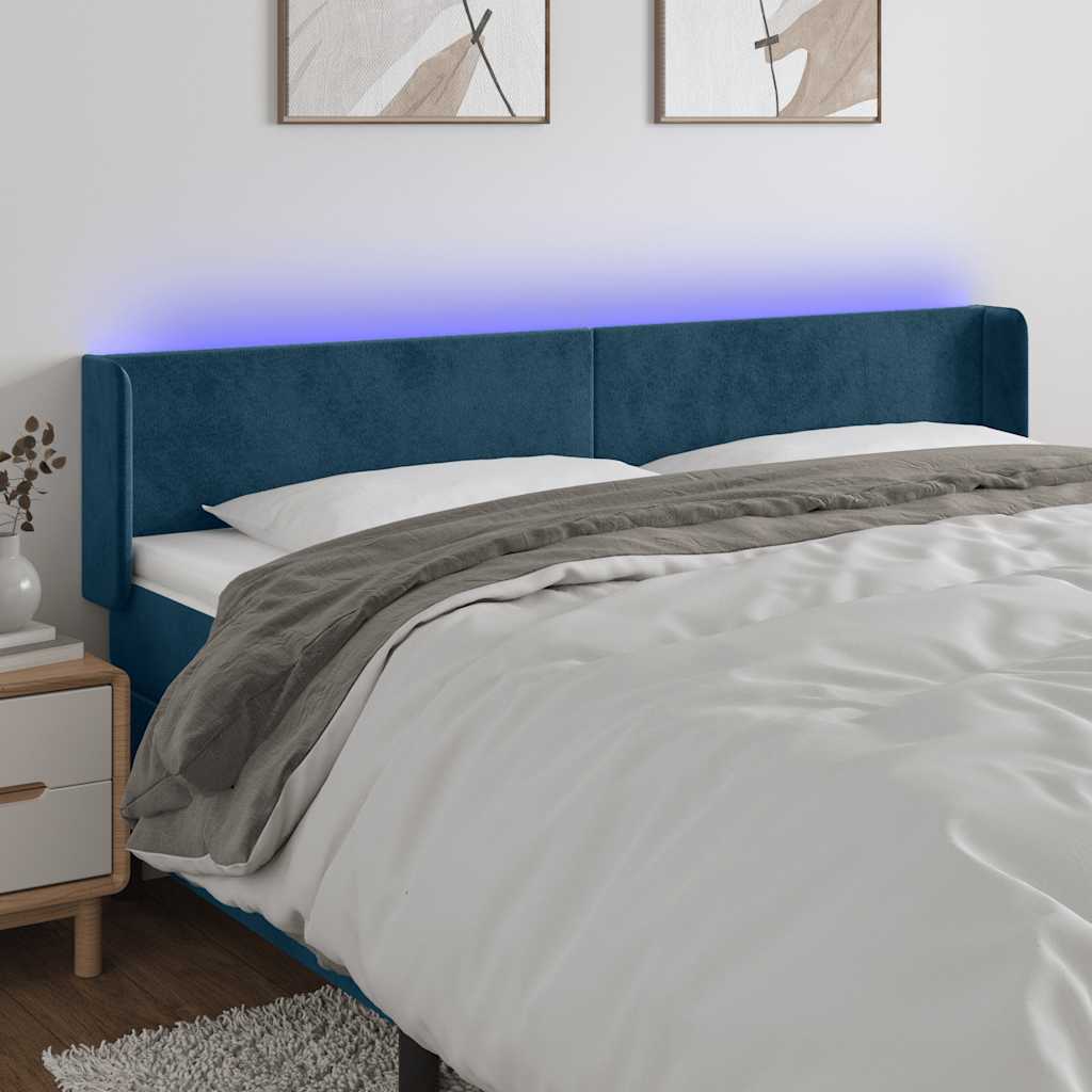 LED uzglavlje tamnoplavo 183x16x78/88 cm baršunasto