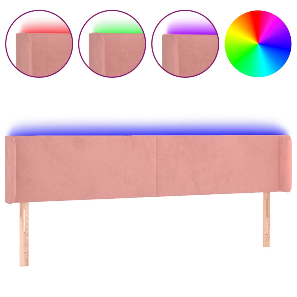 LED uzglavlje ružičasto 183x16x78/88 cm baršunasto