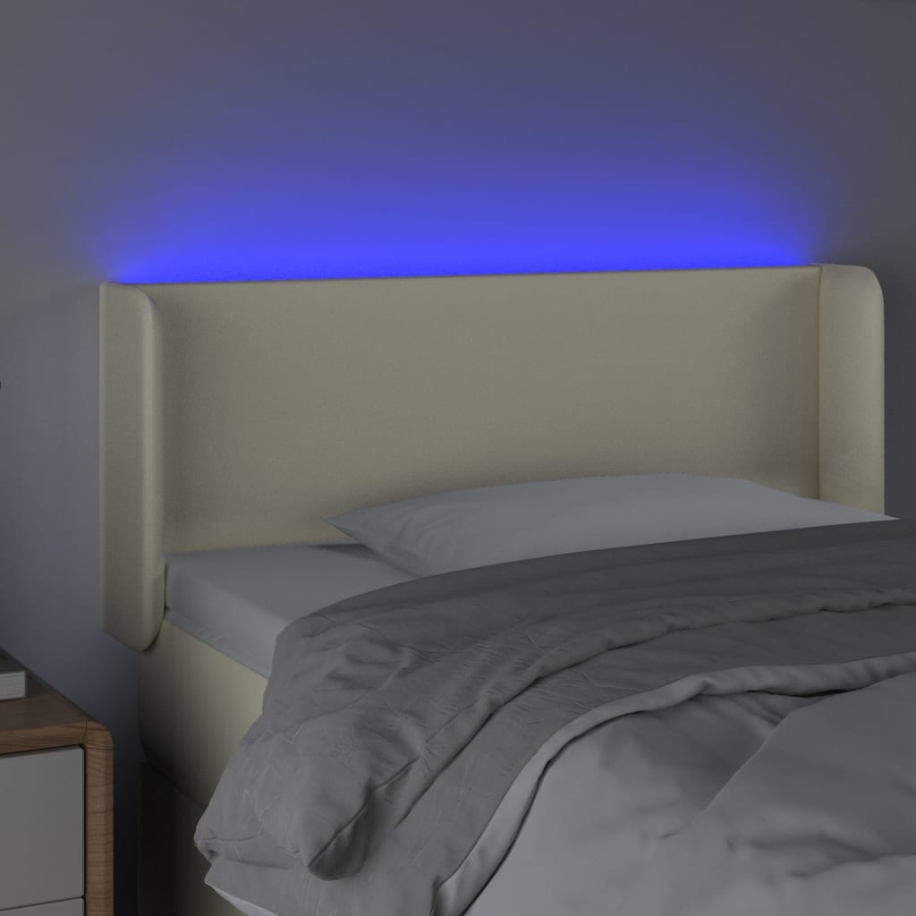 LED uzglavlje krem 83x16x78/88 cm od umjetne kože
