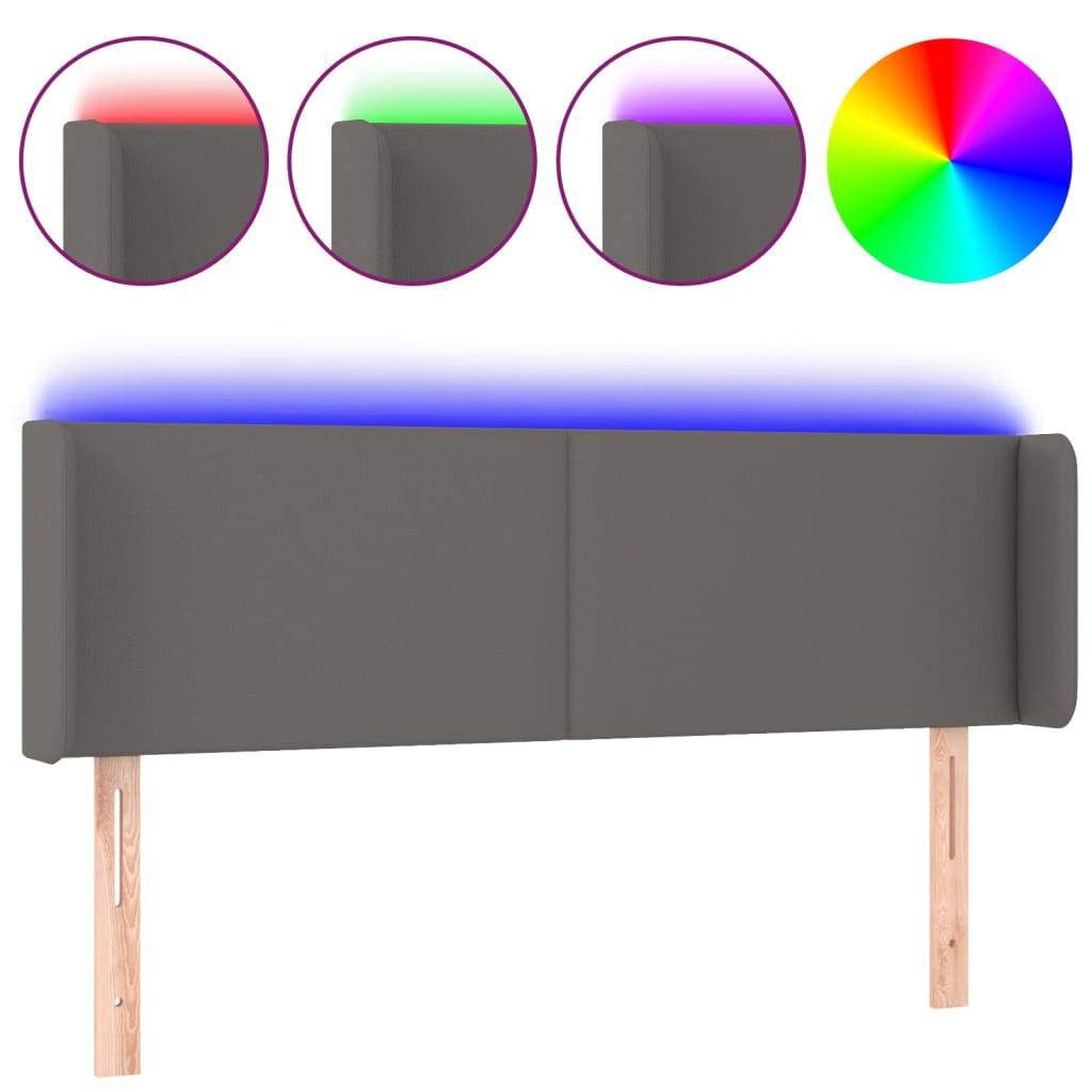LED uzglavlje sivo 147x16x78/88 cm od umjetne kože