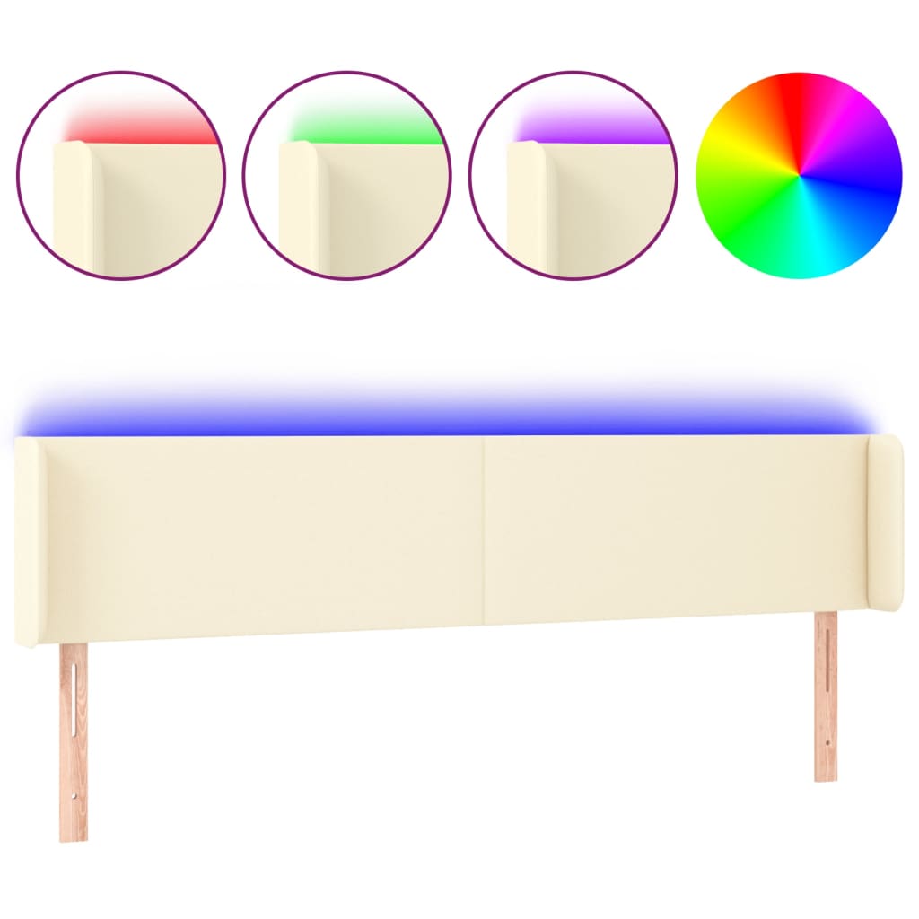 LED uzglavlje krem 163x16x78/88 cm od umjetne kože