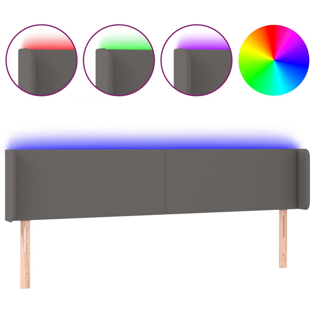 LED uzglavlje sivo 203x16x78/88 cm od umjetne kože