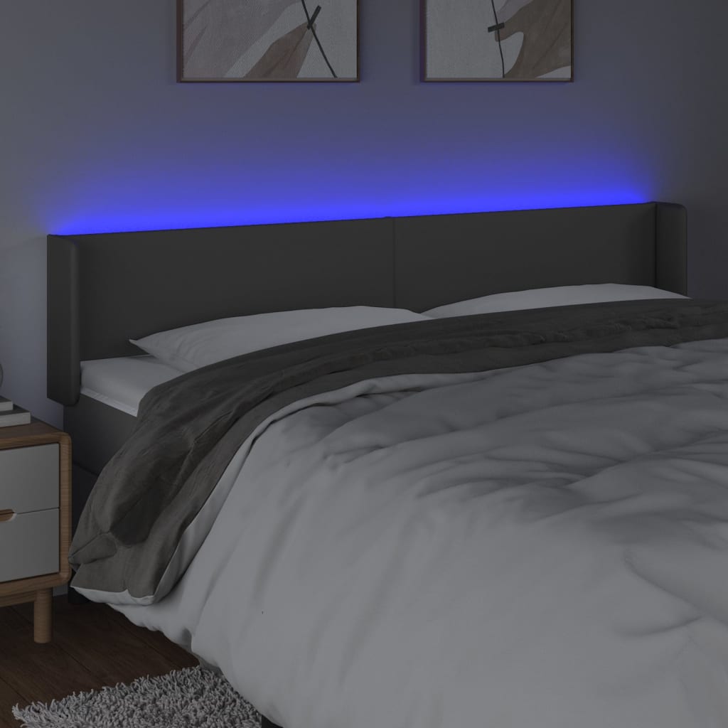 LED uzglavlje sivo 203x16x78/88 cm od umjetne kože
