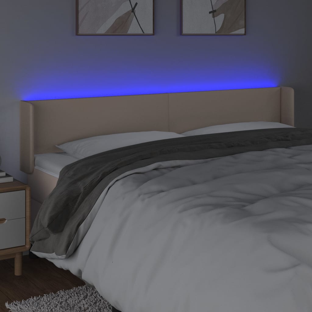 LED uzglavlje boja cappuccina 203x16x78/88 cm od umjetne kože