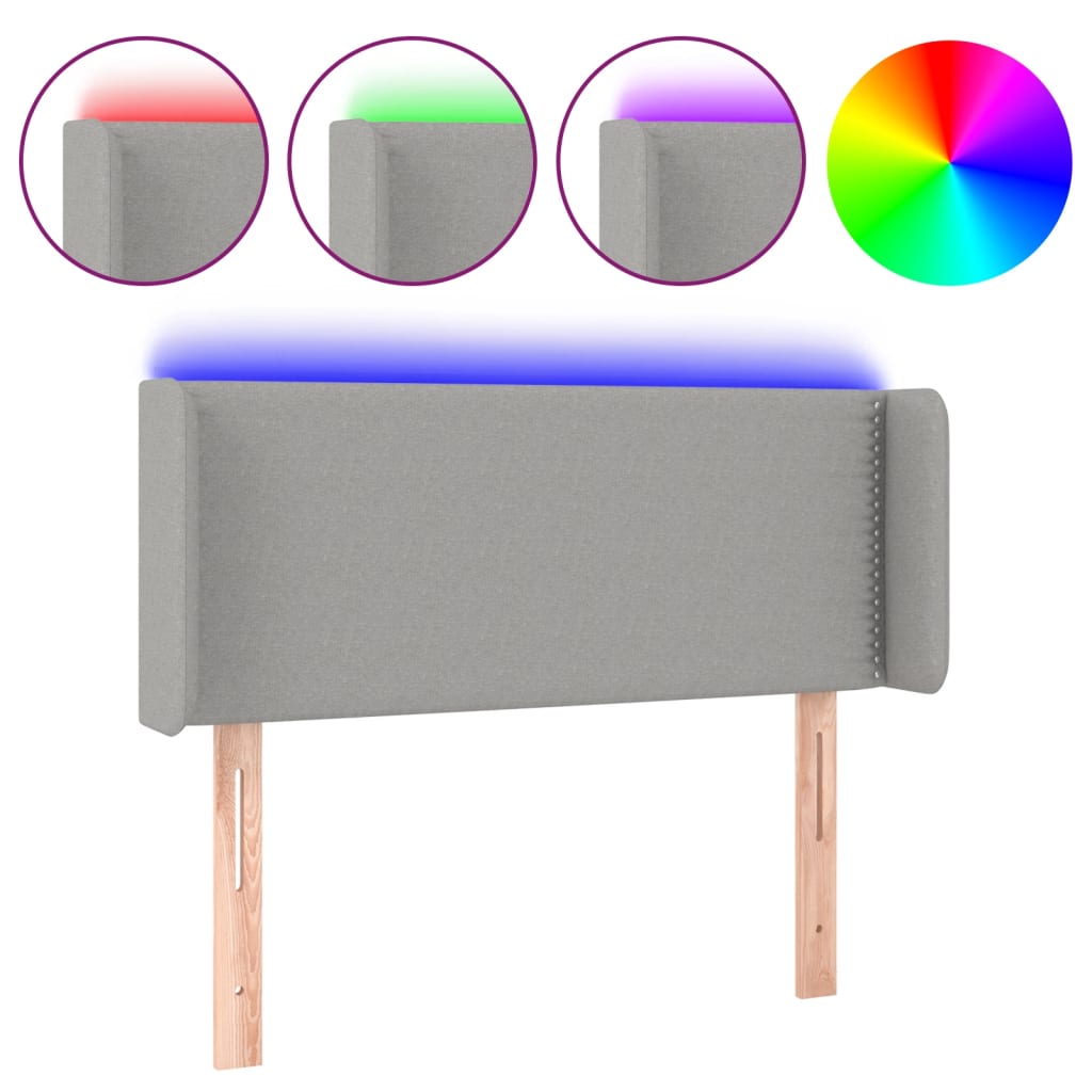 LED uzglavlje svjetlosivo 93x16x78/88 cm od tkanine