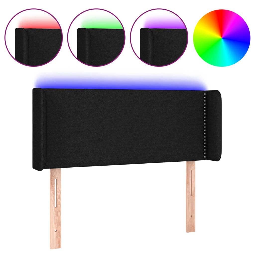 LED uzglavlje crno 93x16x78/88 cm od tkanine