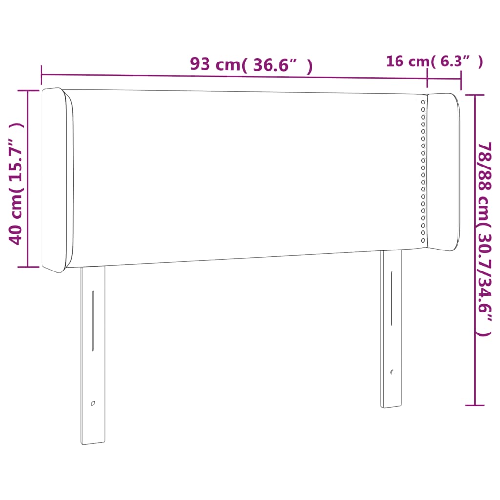 LED uzglavlje smeđesivo 93x16x78/88 cm od tkanine