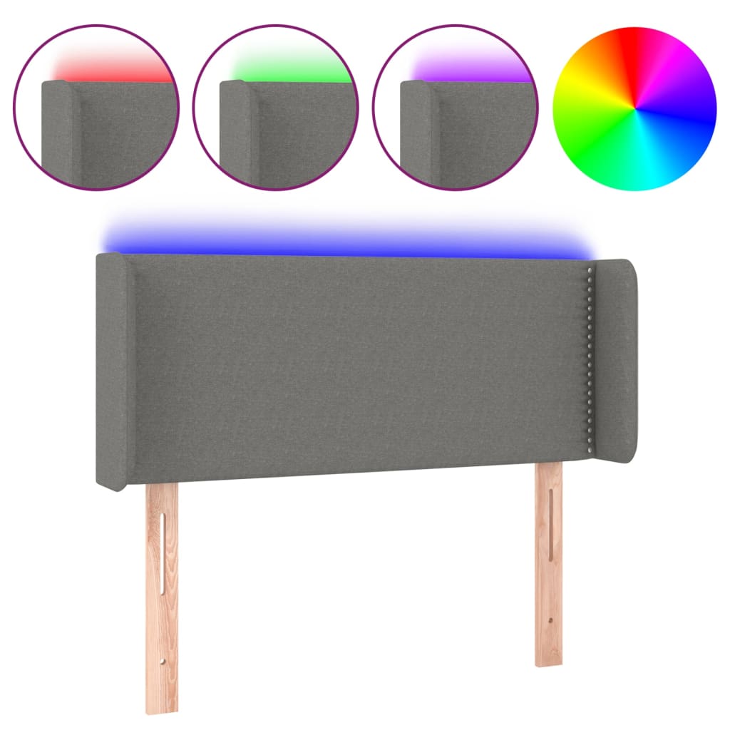 LED uzglavlje tamnosivo 103x16x78/88 cm od tkanine