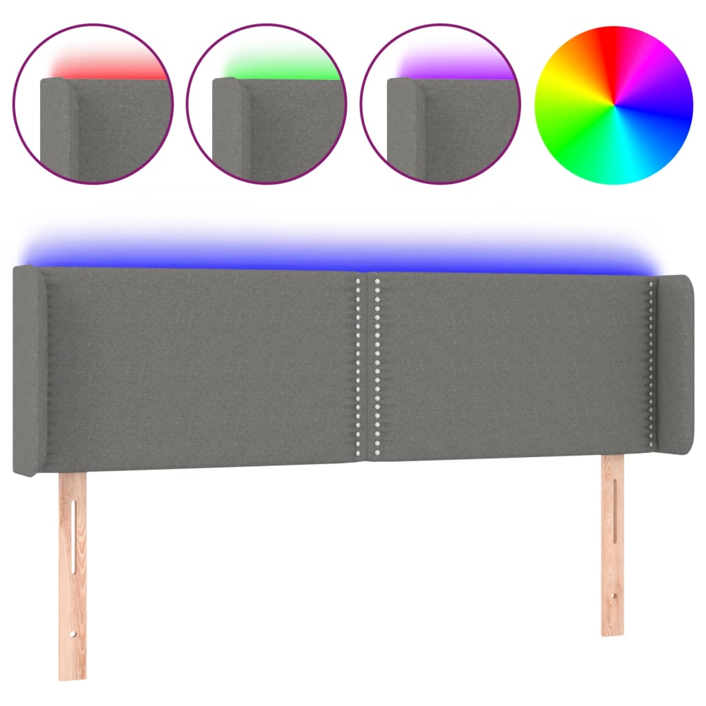 LED uzglavlje tamnosivo 147x16x78/88 cm od tkanine