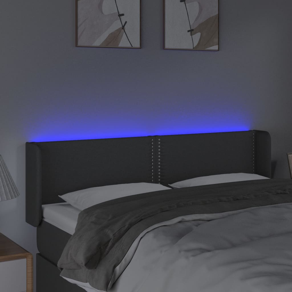 LED uzglavlje tamnosivo 147x16x78/88 cm od tkanine
