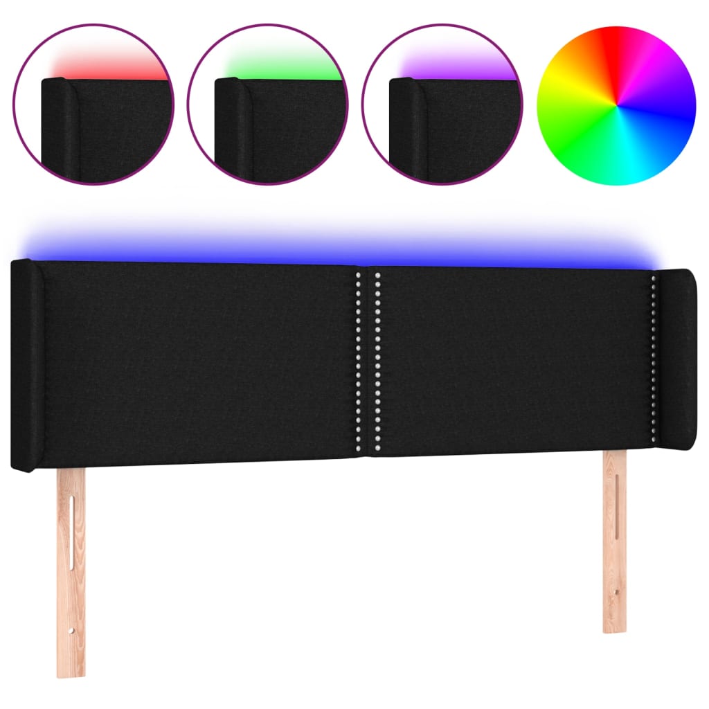 LED uzglavlje crno 147x16x78/88 cm od tkanine