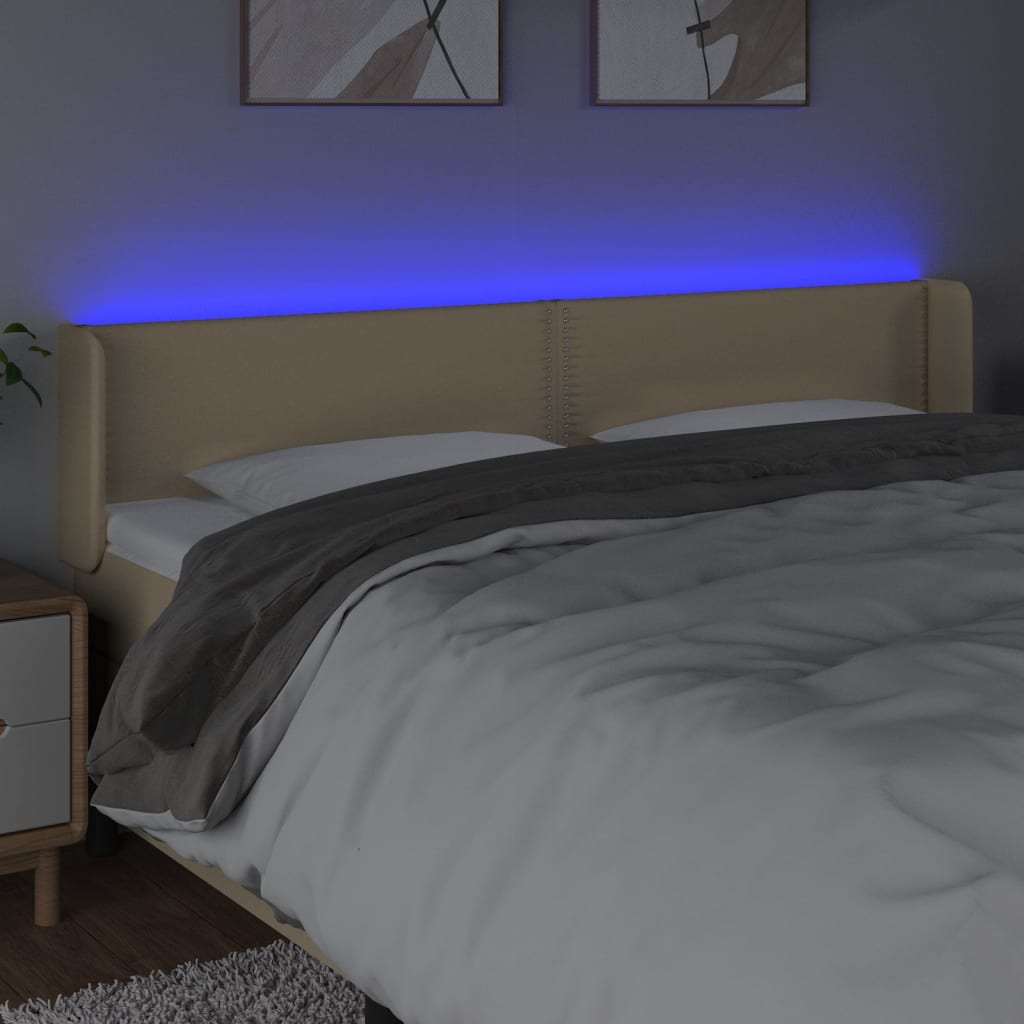 LED uzglavlje krem 183x16x78/88 cm od tkanine