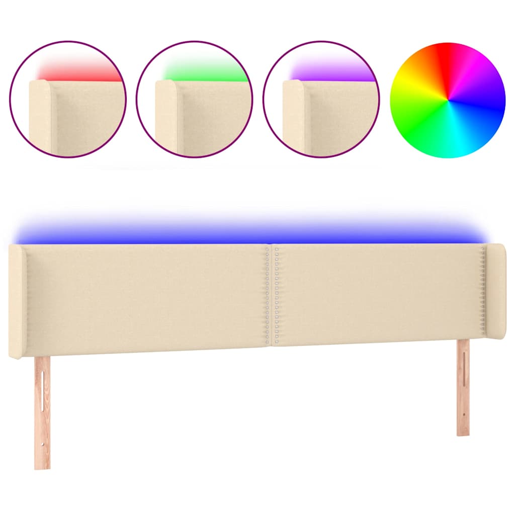 LED uzglavlje krem 203x16x78/88 cm od tkanine
