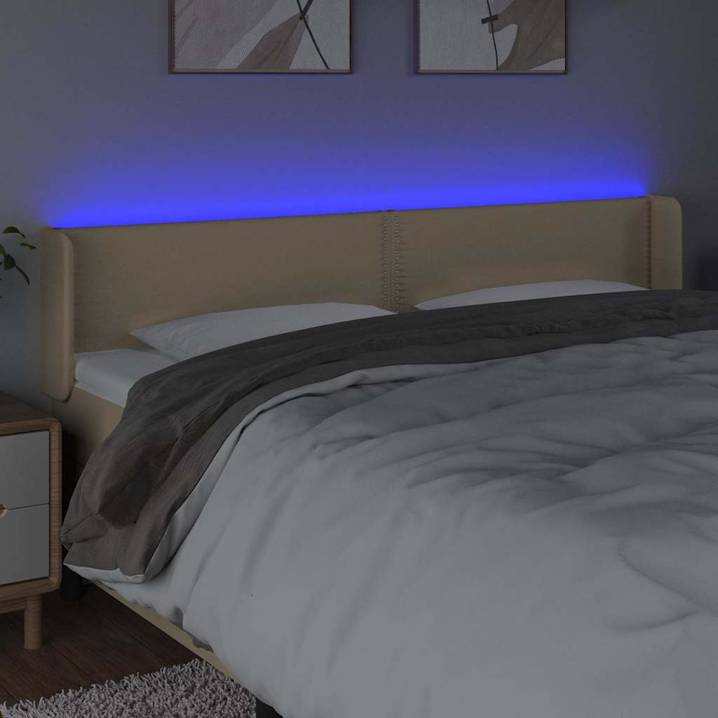 LED uzglavlje krem 203x16x78/88 cm od tkanine