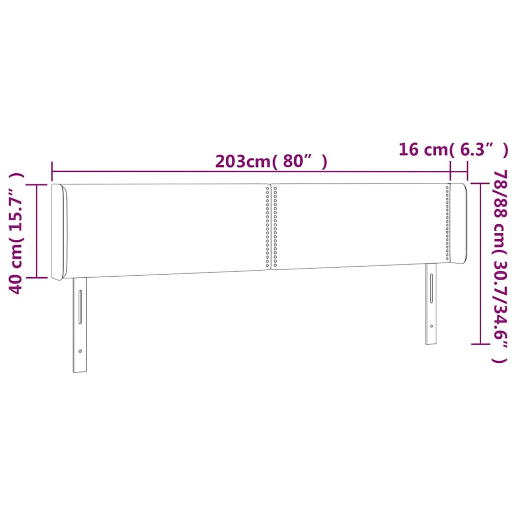 LED uzglavlje krem 203x16x78/88 cm od tkanine