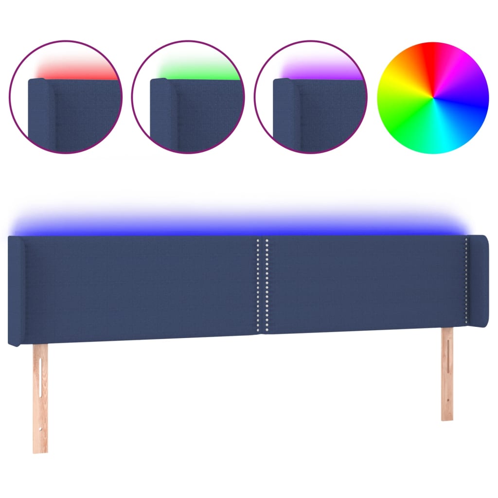LED uzglavlje plavo 203x16x78/88 cm od tkanine