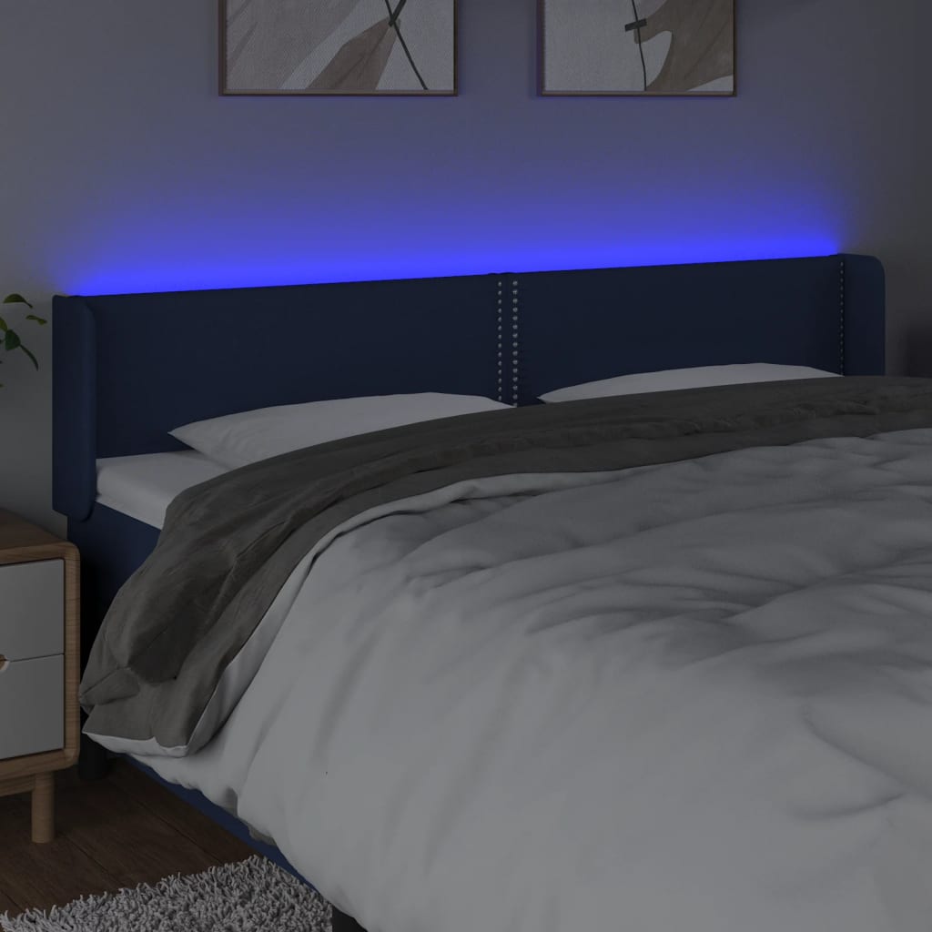 LED uzglavlje plavo 203x16x78/88 cm od tkanine