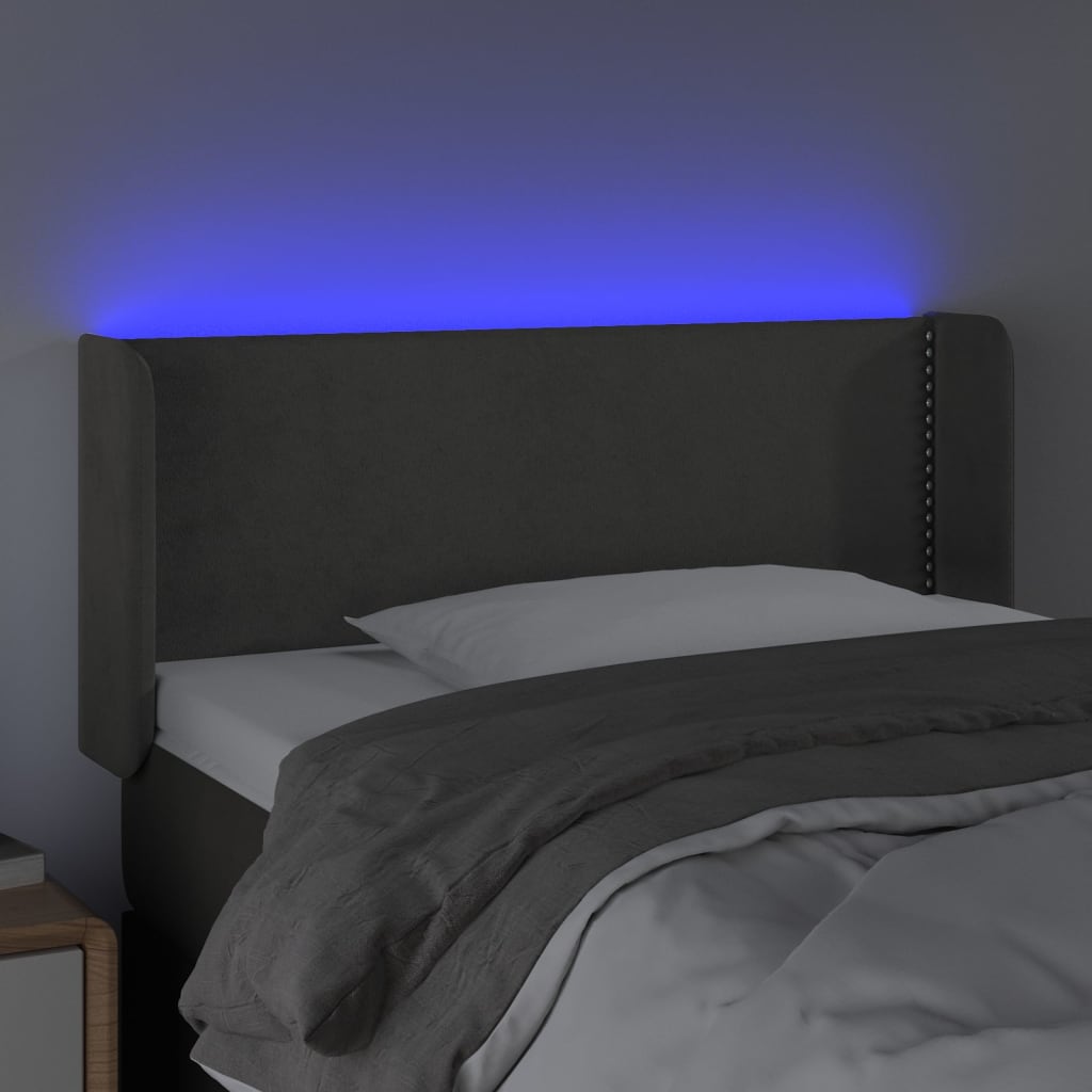 LED uzglavlje tamnosivo 103x16x78/88 cm baršunasto