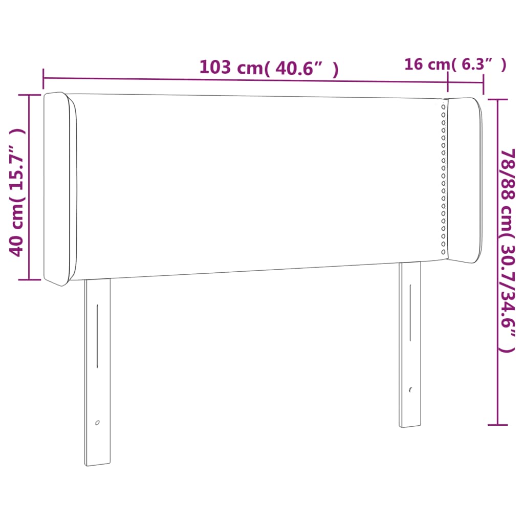 LED uzglavlje tamnosivo 103x16x78/88 cm baršunasto