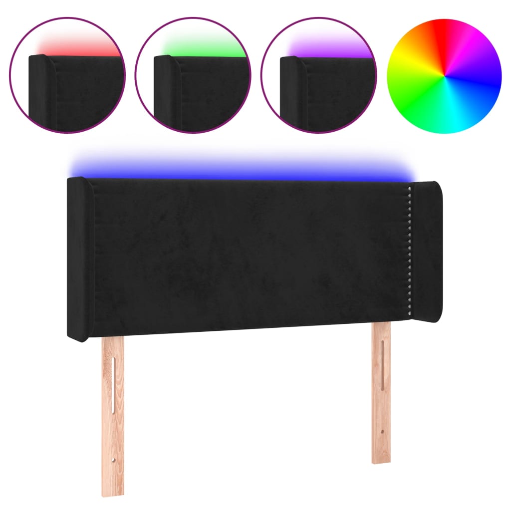 LED uzglavlje crno 103x16x78/88 cm baršunasto