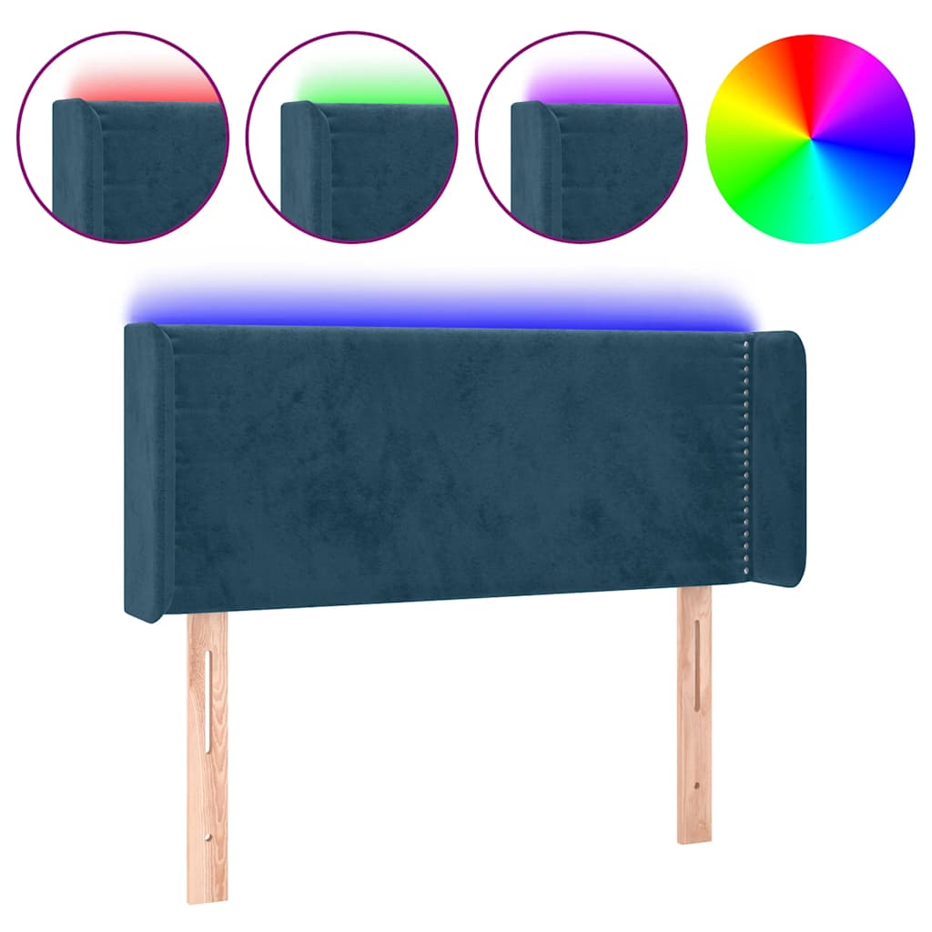 LED uzglavlje tamnoplavo 103x16x78/88 cm baršunasto