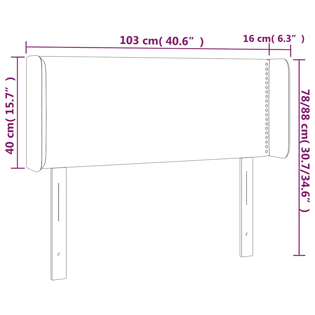 LED uzglavlje tamnoplavo 103x16x78/88 cm baršunasto