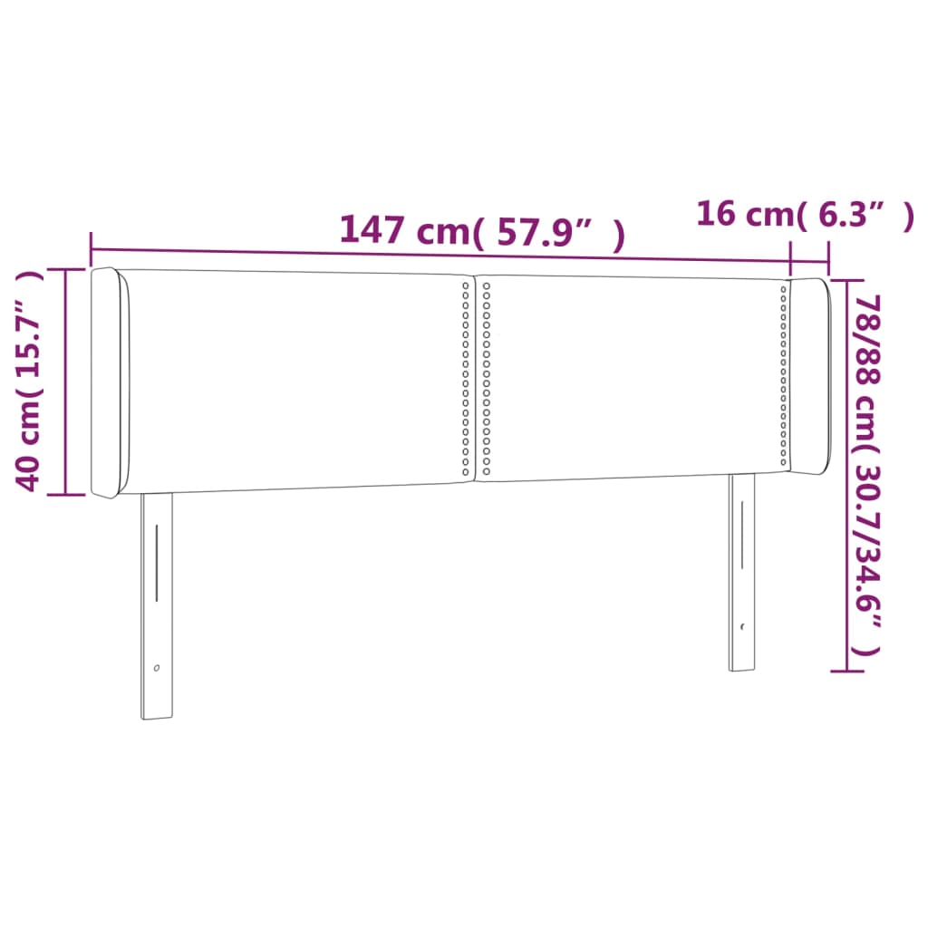 LED uzglavlje crno 147x16x78/88 cm baršunasto